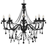 Chandelier with Beads Black 8 x E14 Bulbs 281605