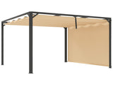 3 x 3m Aluminium Pergola, with Retractable Roof and Wall - Khaki T3398P320019
