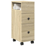 Narrow Bathroom Cabinet with Wheels Sonoma Oak Engineered Wood 855234