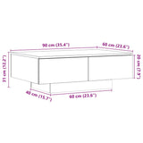 ZNTS Coffee Table Artisan Oak 90x60x31 cm Engineered Wood 856571