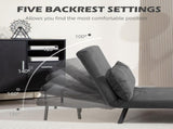 4-in-1 Velvet-Feel Double Sofa Bed, with Pillows - Dark Grey T3398P329915