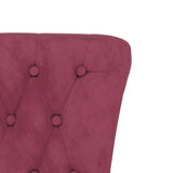 High Back Chair Wine Red Velvet Button Design 352467