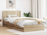 Bed Frame with Storage and Headboard Sonoma Oak 100 x 200 cm 3414331