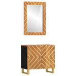ZNTS 2 Piece Bathroom Cabinet Set Brown and Black Solid Wood Mango 3206289
