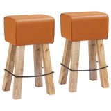 Bar Stool 2 pcs Brown 44 x 33 x 74 cm Real Leather 42042122