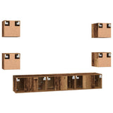 TV Cabinet Set Wall-mounted 7 pcs Old Wood Engineered Wood 3393396