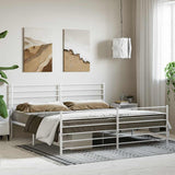 Metal Bed Frame without Mattress with Footboard White 180x200cm 352390