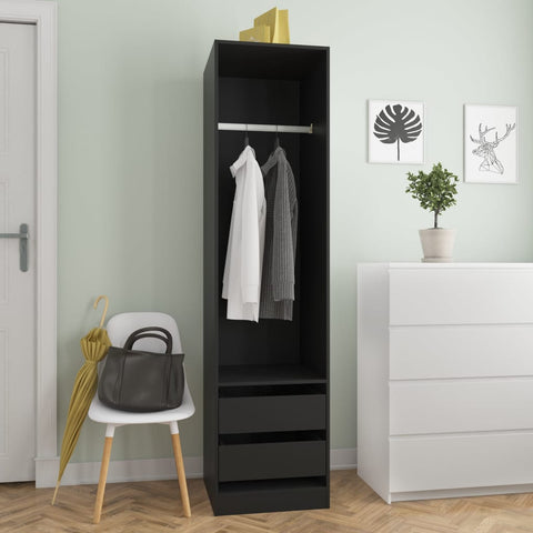 Wardrobe with Drawers Black 50x50x200 cm Engineered Wood 800613