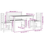 4 Piece Garden Dining Set White Solid Wood Pine 3154696
