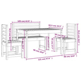 4 Piece Garden Dining Set White Solid Wood Pine 3154696