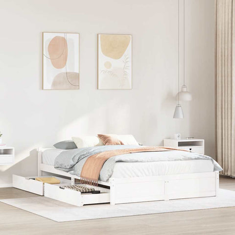 Bed Frame without Mattress White 120x190 cm Small Double Solid Wood Pine 3301677