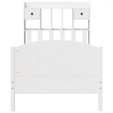 ZNTS Bookcase Bed without Mattress White 90x200cm Solid Wood Pine 3323162