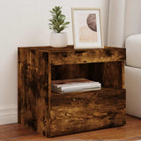 Bedside Cabinets with LED Lights 2 pcs Smoked Oak 50x40x45 cm 836772
