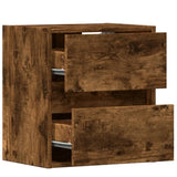 ZNTS Wall-mounted Bedside Cabinets with LED Lights 2 pcs Smoked Oak 3307970