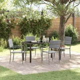 Garden Dining Set with Cushion 5 pcs Grey Poly Rattan 3380045