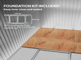 6.5 x 4FT Galvanised Metal Shed with Foundation Kit, Lockable Tool Garden Shed with Double Sliding T3398P314778