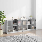 Bookcase with Doors Grey Sonoma 204x37x75 cm Engineered Wood 3206536