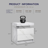 Nightstand LED Bedside Table Cabinet Lights Modern End Side with 2 Drawers for Bedroom T3272P355455