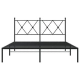 Metal Bed Frame without Mattress with Headboard Black 140x190cm 376502