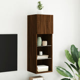 TV Cabinet with LED Lights Brown Oak 30.5x30x90 cm 837013