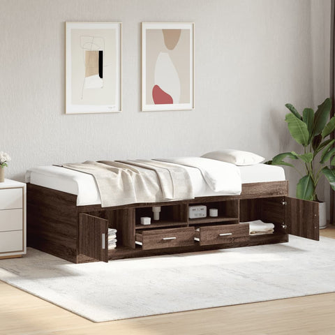 ZNTS Daybed with Drawers without Mattress Brown Oak 90x200 cm 3280250