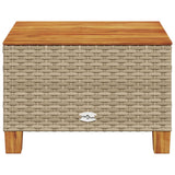 Garden Table Beige 55x55x36 cm Poly Rattan Acacia Wood 365910