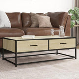 Coffee Table Sonoma Oak 100x50x35 cm Engineered Wood and Metal 848780
