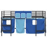 Kids'Loft Bed Frame with Curtains Black and Blue 90 x 200 cm 42020797