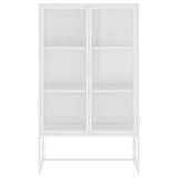 Highboard White 80x35x135 cm Steel and Tempered Glass 335884