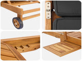 Sun Lounger Folding Brown and Dark Grey Solid Teak Wood 42032671