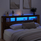 LED Headboard Old Wood 220x18.5x103.5 cm Engineered Wood 857694