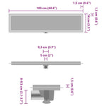 ZNTS Shower Drain with 2-in-1 Cover 103x14 cm Stainless Steel 146011