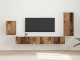 TV Cabinet Set Wall-mounted 4 pcs Old Wood Engineered Wood 3409013