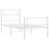 Metal Bed Frame without Mattress with Footboard White 100x200cm 372339