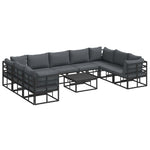Garden Sofa Set with Cushion Black Aluminium 3378905
