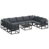 Garden Sofa Set with Cushion Black Aluminium 3378905