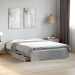 Bed Frame with Drawers without Mattress Concrete Grey 135x190 cm Double 3280695