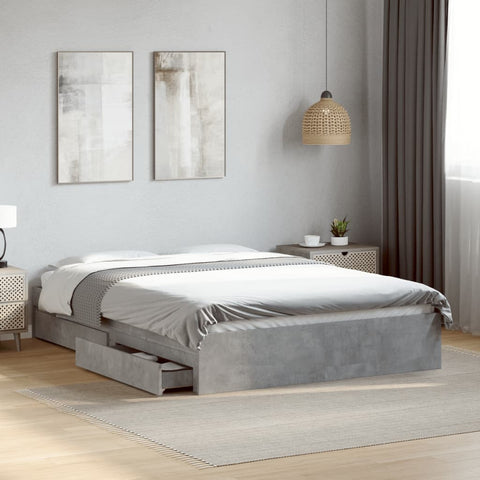 Bed Frame with Drawers without Mattress Concrete Grey 135x190 cm Double 3280695