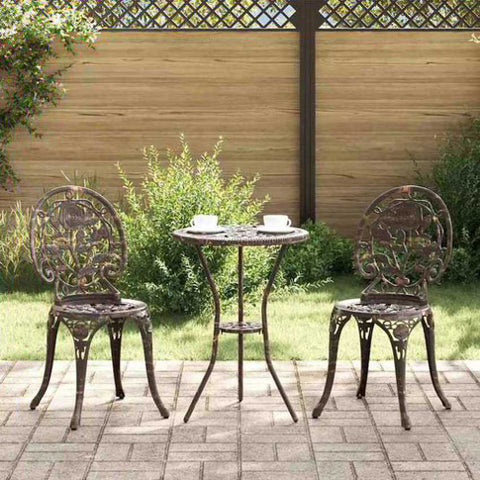 Garden Bistro Set 3 pcs Bronze Aluminium 42002386