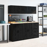Garage Wall Cabinet Black Engineered Wood 860645