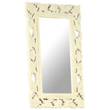 Hand Carved Mirror White 80x50 cm Solid Mango Wood 321642