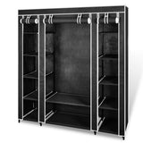 Cabinet Black Non-woven Fabric, Iron Collapsible Fabric Wardrobe 240495