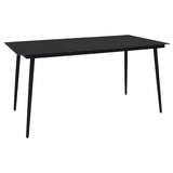Dining Set Black Poly rattan, powder-coated steel, glass 3060246