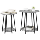 Side Table Set with Shelf 2 pcs Grey Sonoma and Black 869705