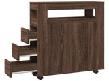Narrow Bathroom Cabinet with Wheels Brown Oak Engineered Wood 855274