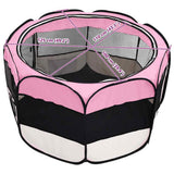 Foldable Dog Playpen with Carrying Bag Pink 125x125x61 cm 171011