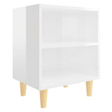 Bed Cabinets Solid Wood Legs 2 pcs High Gloss White 40x30x50 cm 805792