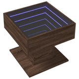 Coffee Table with LED Brown Oak 50x50x45 cm Engineered Wood 847531