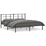 Metal Bed Frame without Mattress with Headboard Black 180x200cm 355565