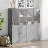 Bookcase with Doors Grey Sonoma 136x37x142 cm Engineered Wood 3206529